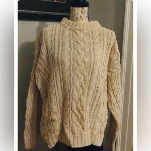Abercrombie & Fitch Vintage Crewneck Cable Stitch Sweater Beige Size S
